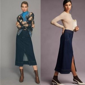 Anthropologie Pilcro Slit-Front Denim Midi Skirt 0
